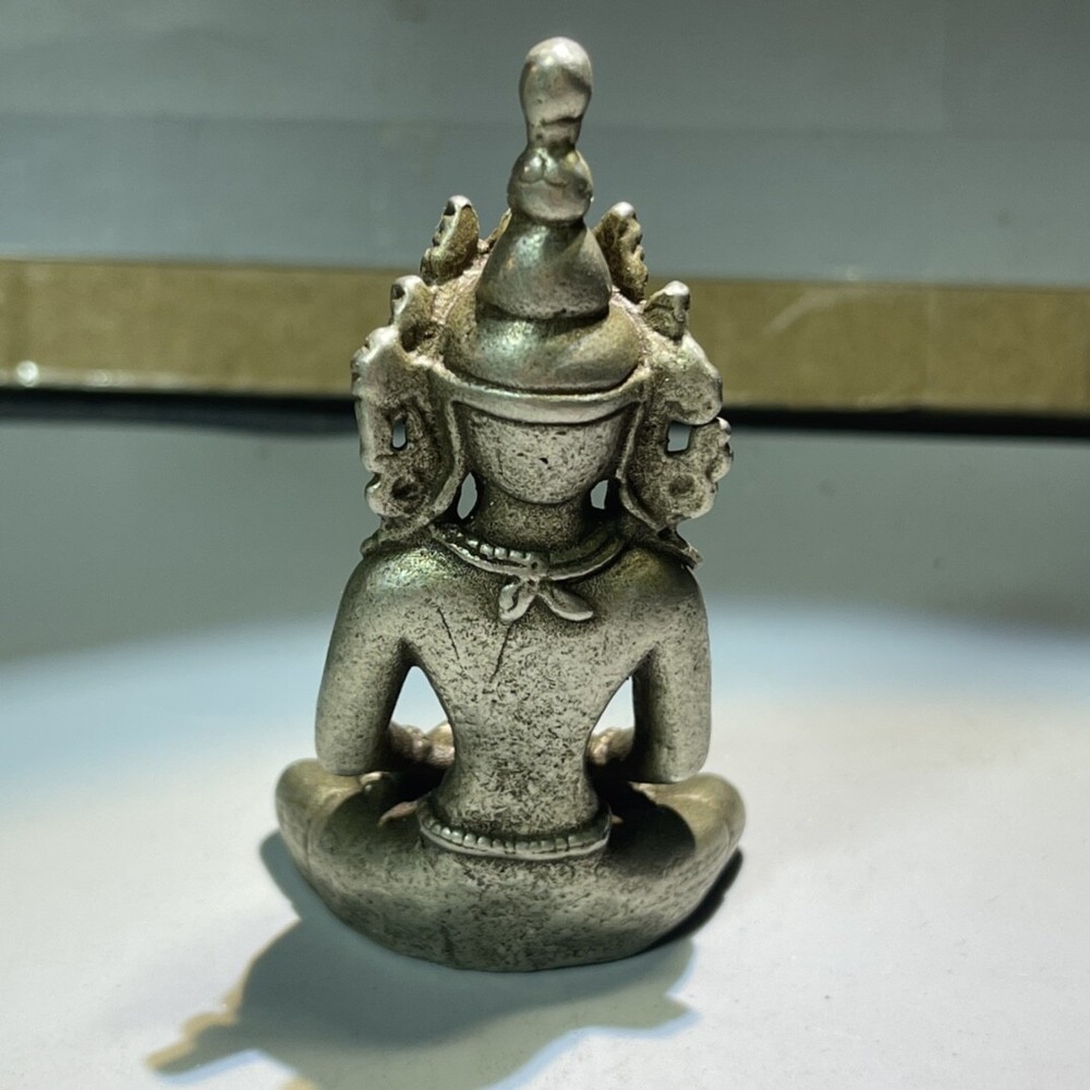 Antique Bronze Sculpture Solid White Bronze Longevity Buddha Small Ornaments