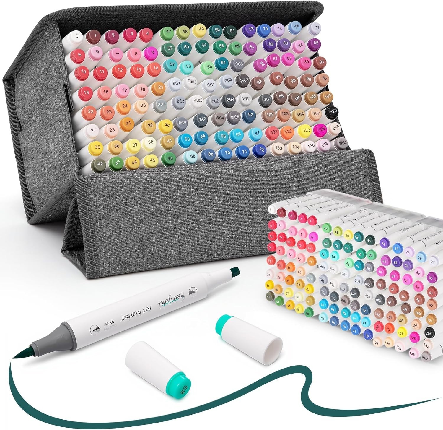 SANJOKI Art Markers 120 Brush Tips Alcohol Markers