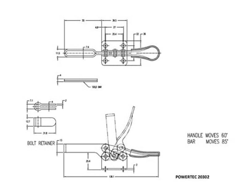 POWERTEC 4pcs Horizontal Quick-Release Toggle Clamp Capacity 300 lbs (20327)