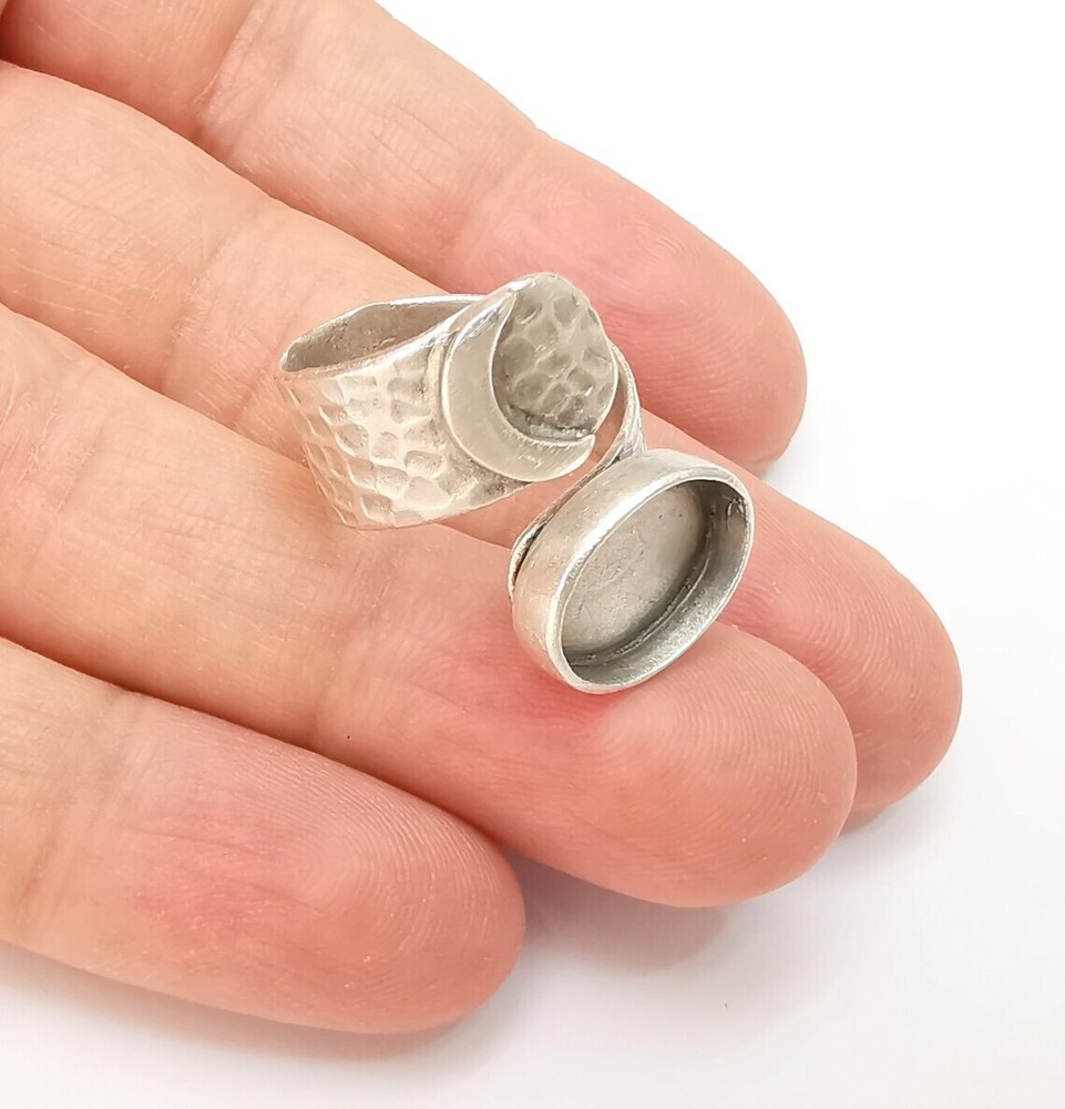 Crescent Ring Setting Blank Cabochon Ring Mounting Adjustable Wrap Ring Base