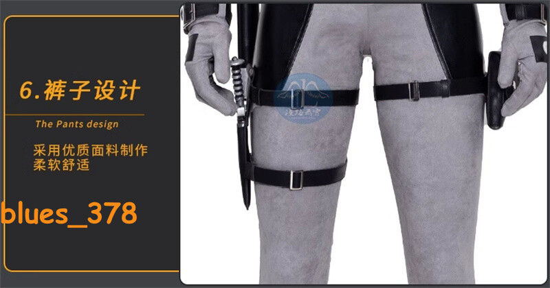 X-FORCE Gray Deadpool Halloween Cosplay Jumpsuit Costume Accessories Suit Lot