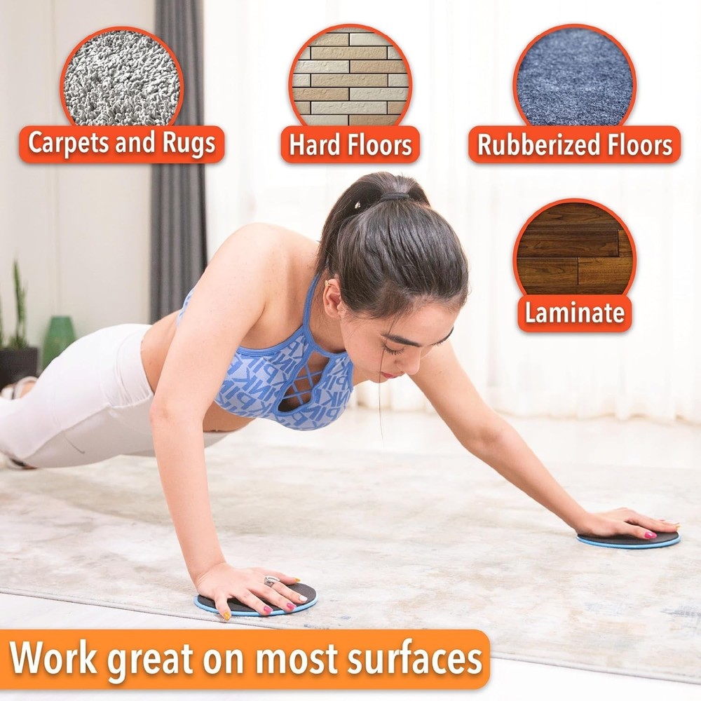 Workout Sliders Discs Dual Sided 2 Pack for Core Sliding Exercise Portable Set