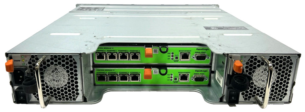 Dell EqualLogic PS6100 E04J 24SFF Storage Array 2x E09M001 Control Module 2x PSU