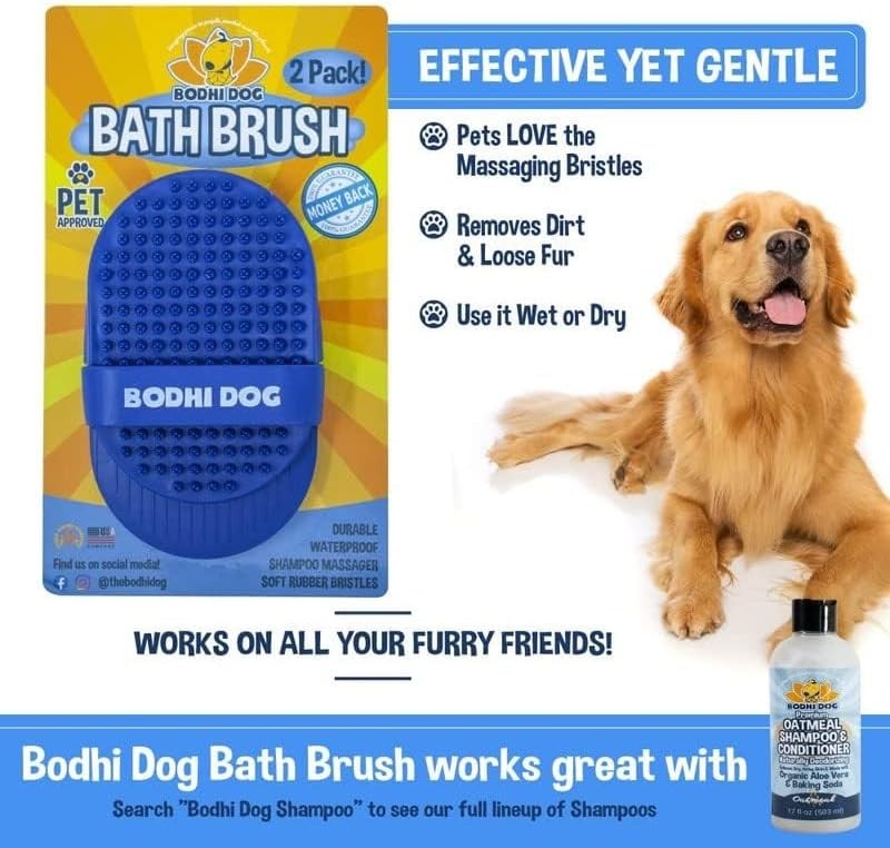 Compact Dual Pack Grooming Brush for Pets - Perfect for Bathing & Massaging