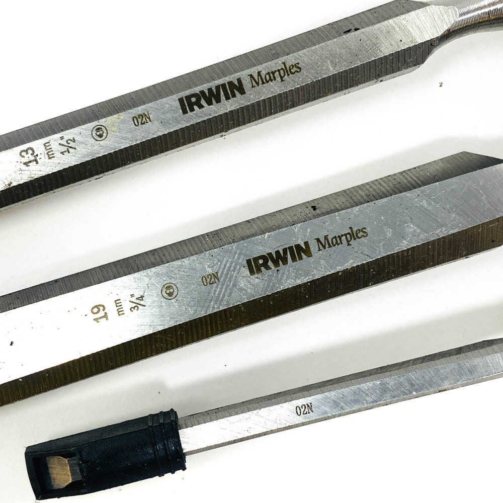 3 Pcs Irwin Marples 02N High Impact Chisel Set w/ Strike Cap, Hand Tools