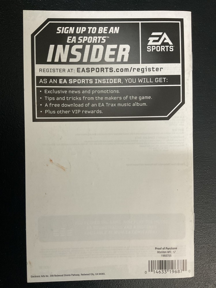 Madden NFL 12 PS2 PlayStation 2 Instruction Manual Only