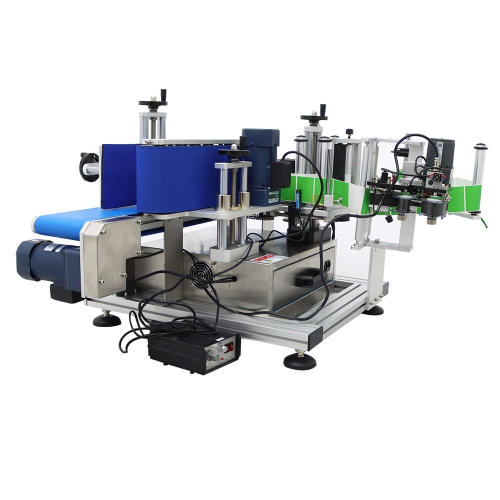 Auto Round Bottle Labeling Machine W/ Printer&39.3"Bottle Accumulation Table110V