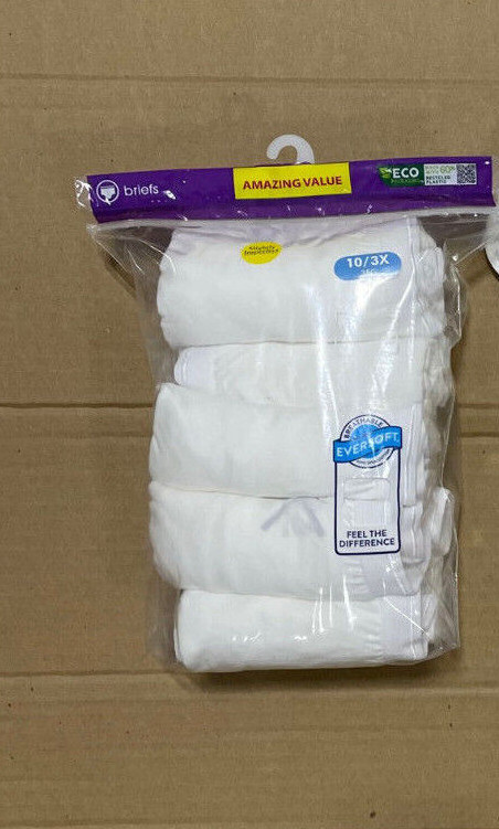 10 pack Fruit of the Loom Cotton BRIEF Underwear White size 5-6 - 7- 8 - 9 -10