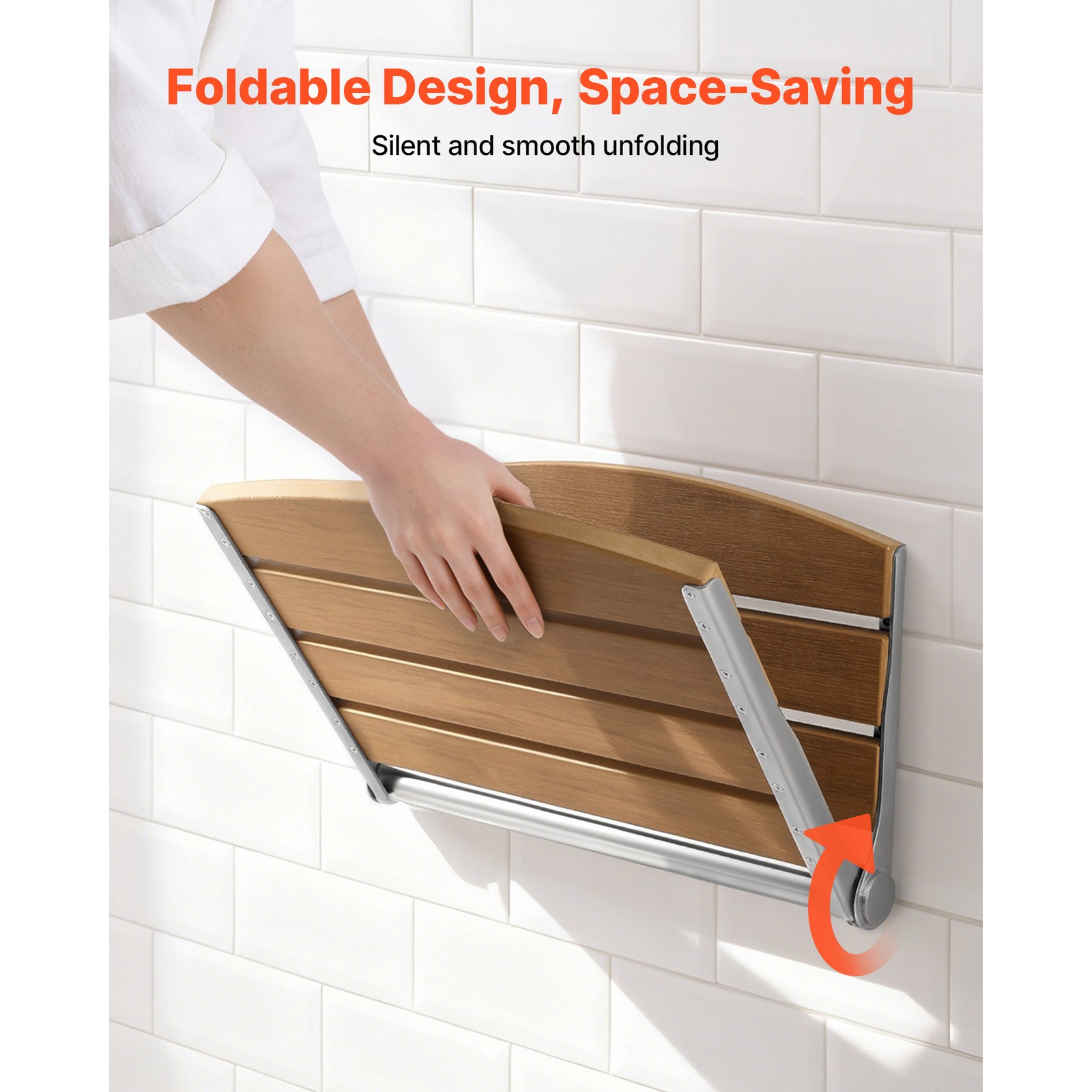 Uimoso Foldable Shower Seat Wall Mounted Folding Shower Bench 400LBS Capacity