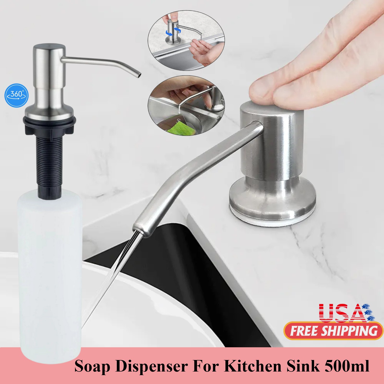Soap Dispenser For Kitchen Sink Brushed Nickel Countertop Soap Dispenser Pump