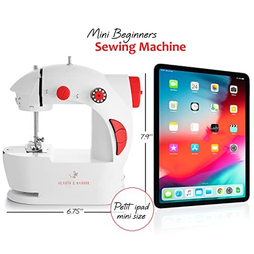 Mini Sewing Machine for Beginners, Dual Speed Small Portable Basic Set Red