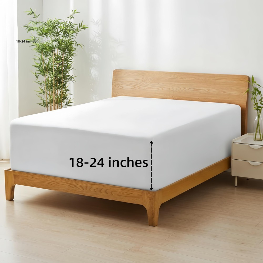 Extra Deep Pocket Queen Size Fitted Sheet Only: 100% Rayon Derived from Bambo...