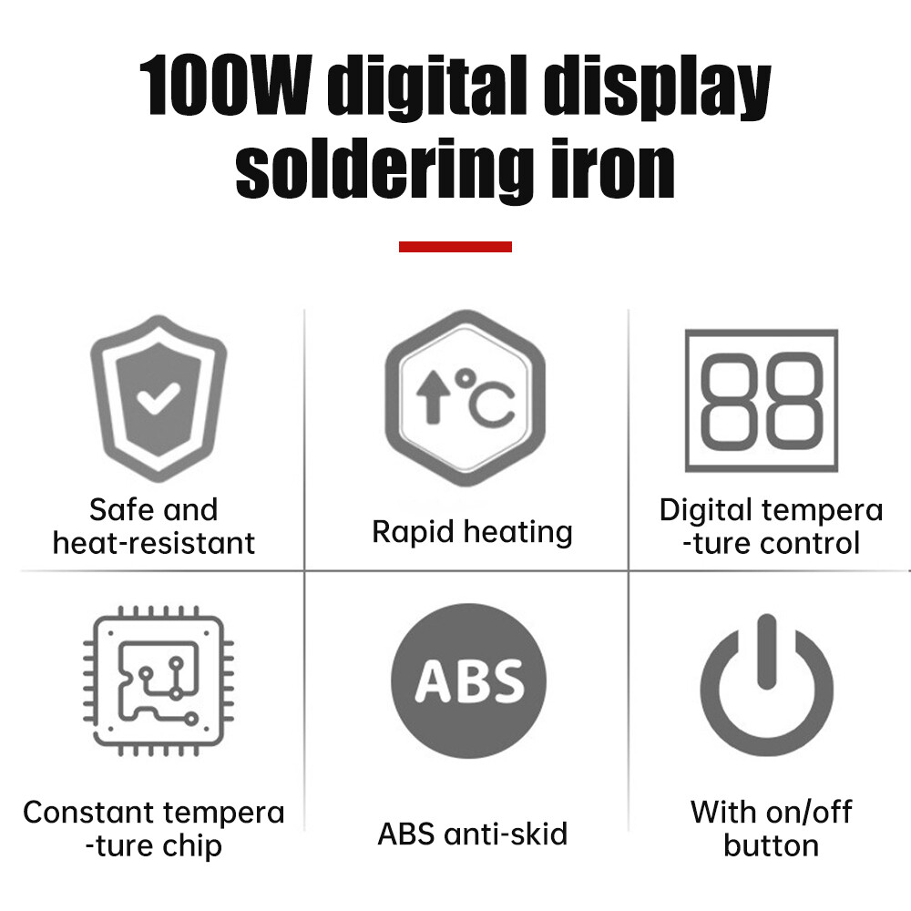 100W Soldering Iron Digital Display Adjustable Temp Inter Heated Welding Irons