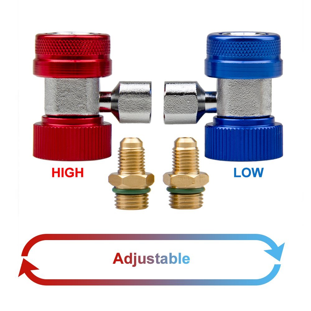 Adjustable AC Quick Coupler Connector Adapter High Low Side 1/4" SAE HVAC