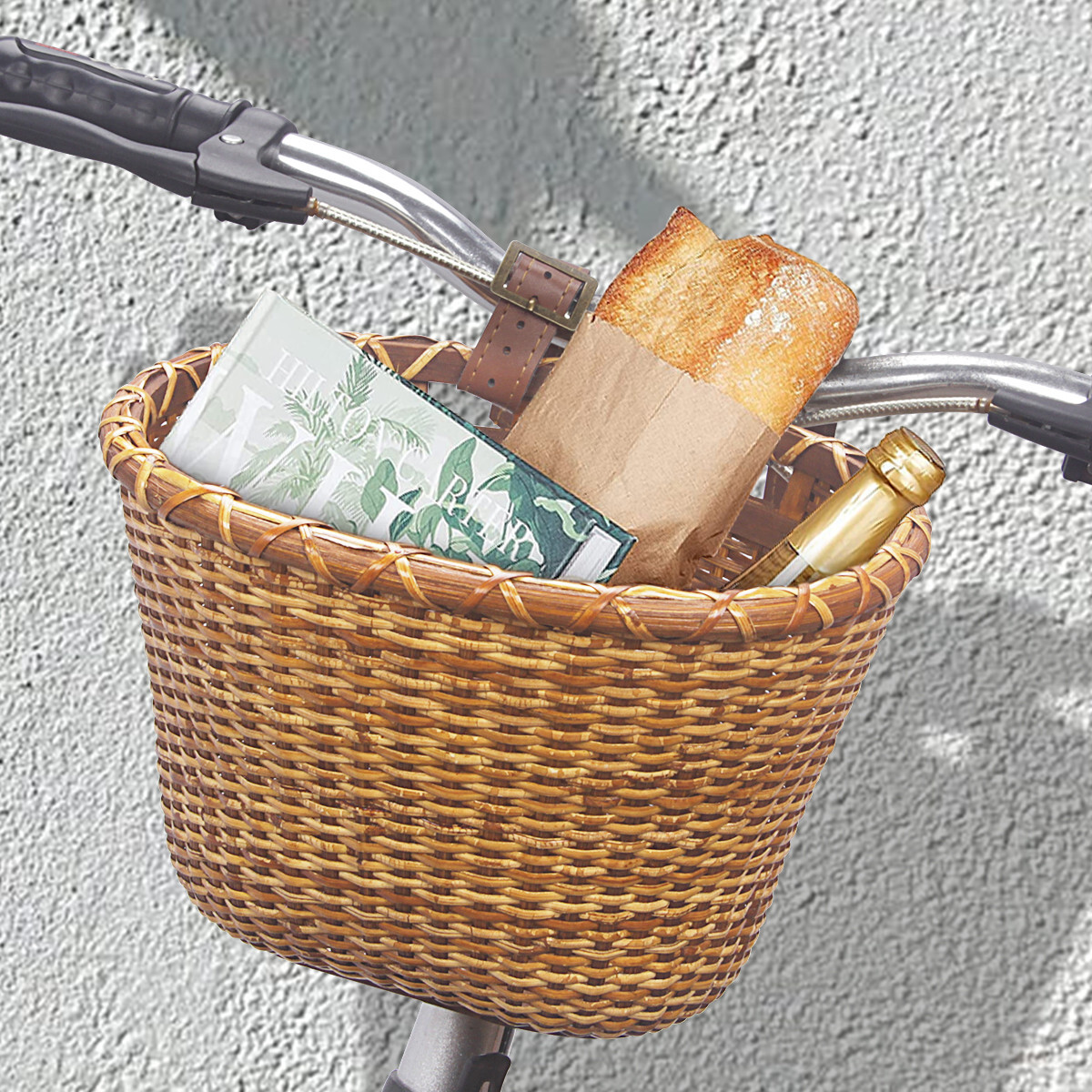 Retro Bike Basket Wicker Woven Bicycle Front Basket Handlebar Storage Basket