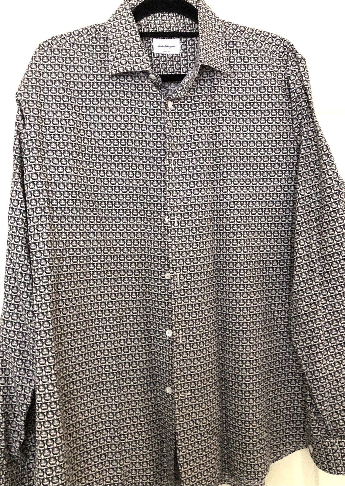 Salvatore Ferragamo Gancini Logo Button Long Sleeve Shirt XXL