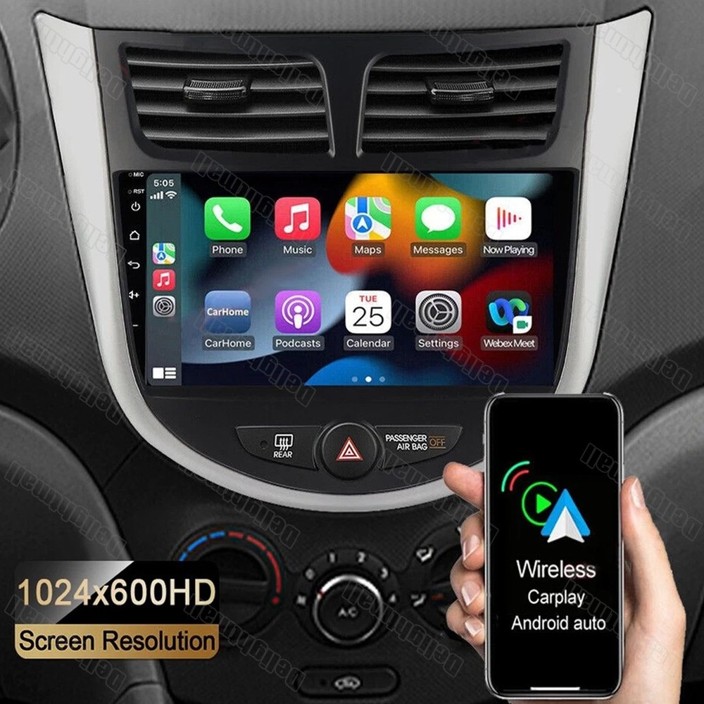 Apple CarPlay For Hyundai Accent 2012-2017 Car Stereo Radio Android 15 GPS NAVI