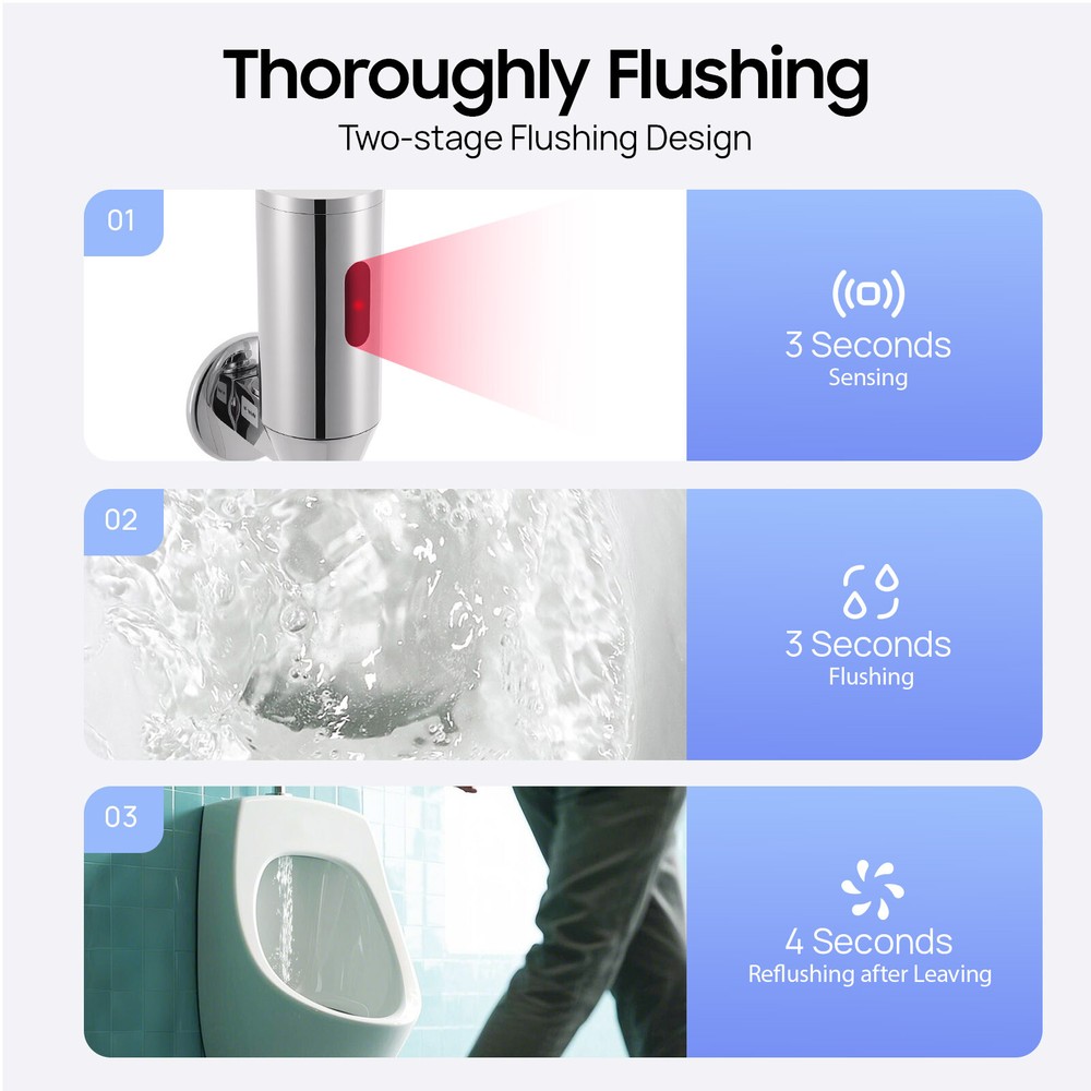 Automatic Urinal Flush Valve Toilet Urinal Flush Valve Touchless Wall Mount