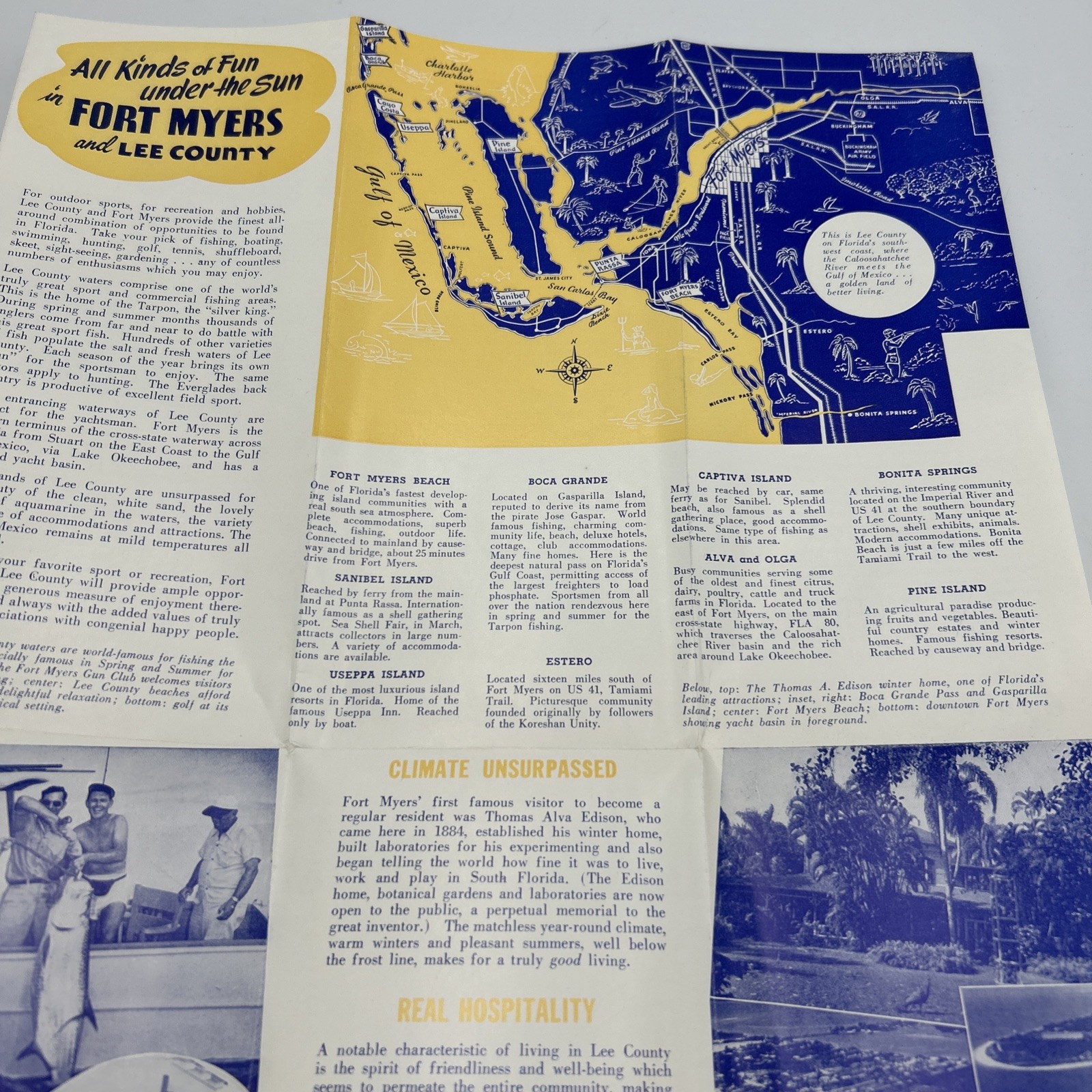 1950s Fort Myers Florida Travel Brochure Vintage