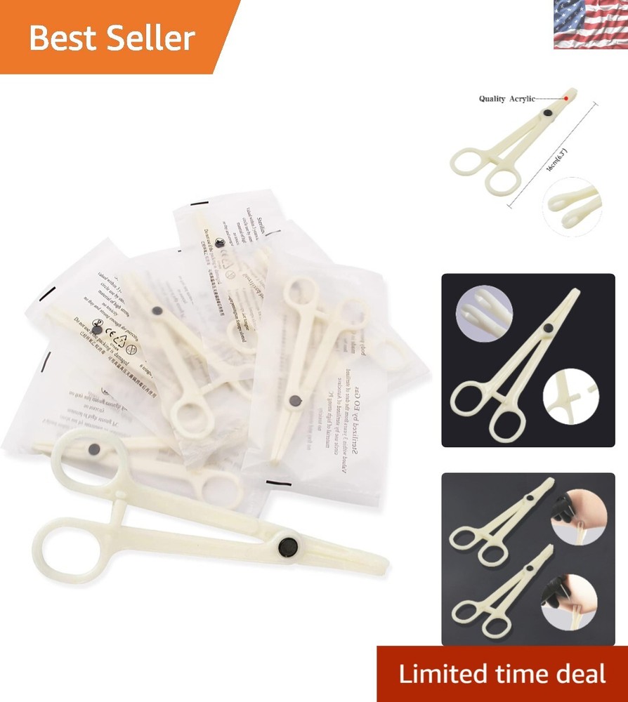 Compact Disposable Piercing Forceps - 10Pcs Slotted Clamps for Various Piercings