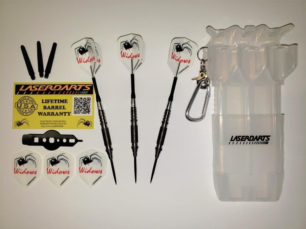 LASERDARTS SILVER WIDOWS 20 Gram KNURLED Fixed-Point Steel Tip Darts