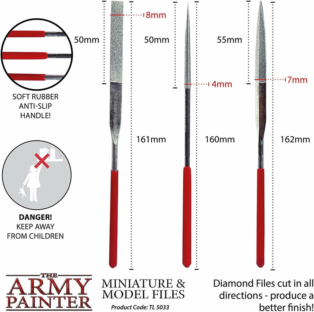 The Army Painter Miniature and Model Files Round File, Flat File, Triangular