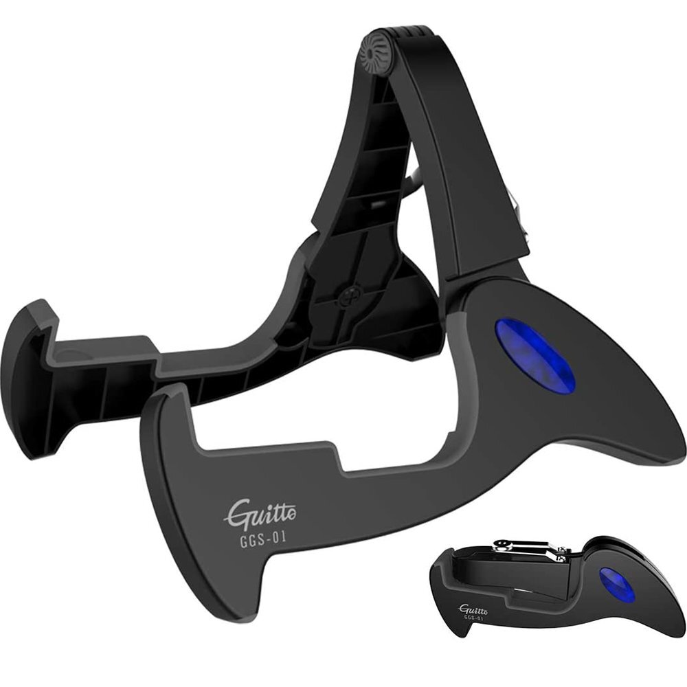 GUITTO Guitar Bass Stand Holder Floor Tripod Folding A-Frame Non-Slip Adjustable