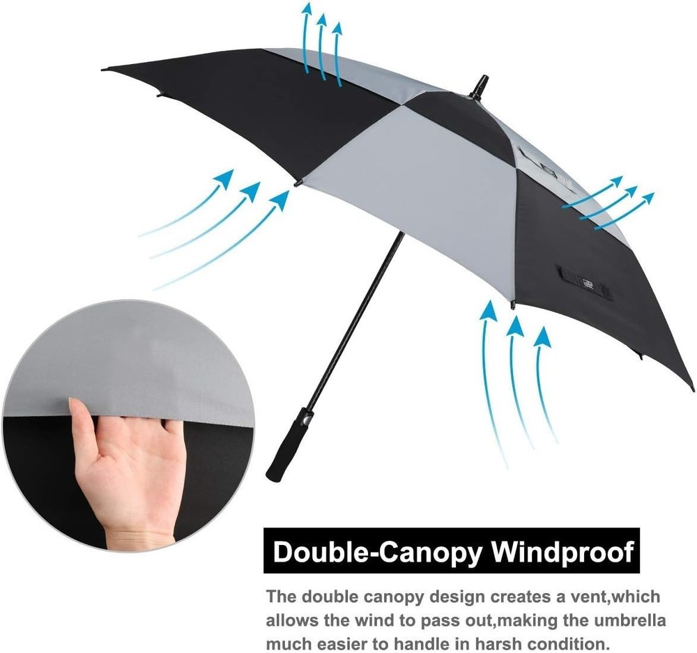 Extra Large Golf Umbrella 62/68 inch Square Vented Windproof Auto Open Double...