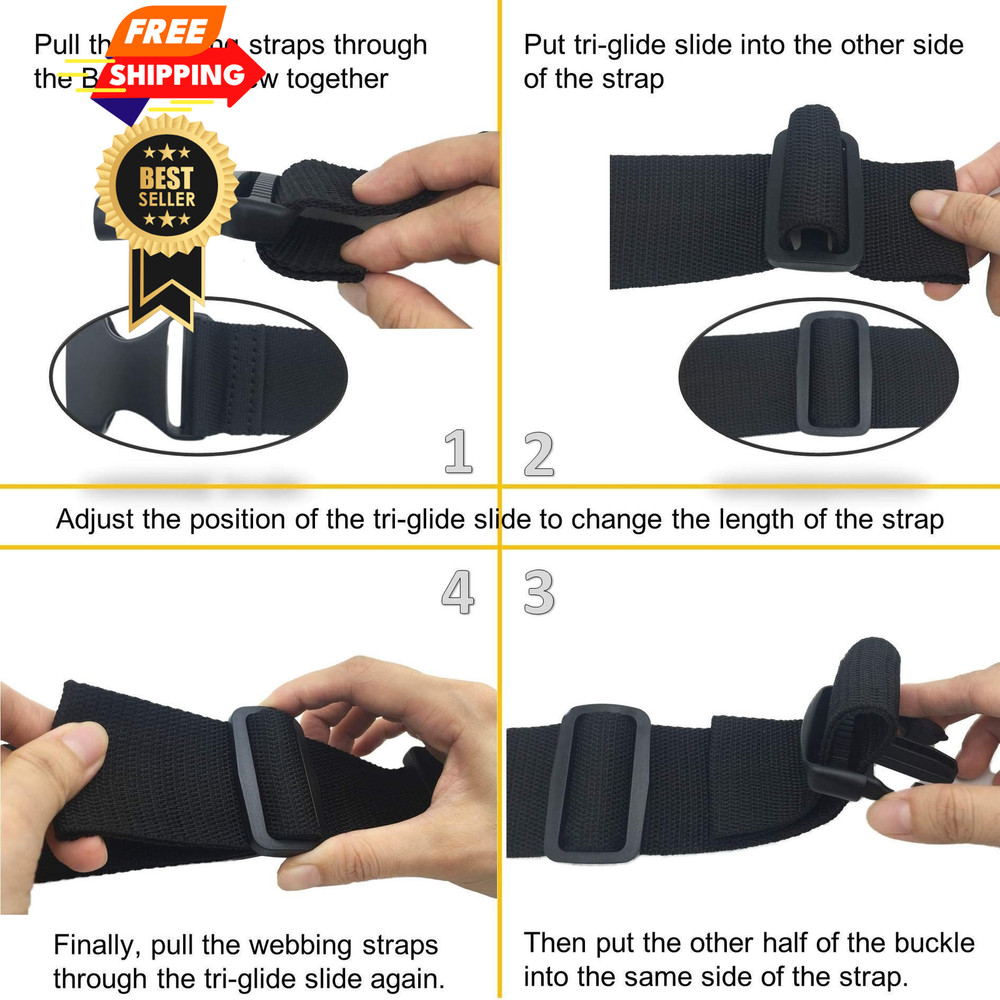 EesTeck 2 Set 1.5 Inch Flat Dual Adjustable Plastic Quick 1.5"-2 Pack, Black