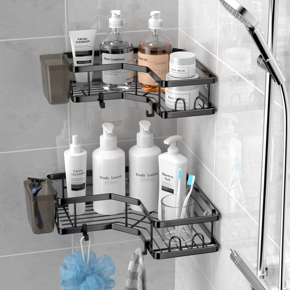 Corner Shower Caddy, 2 Pack, with Suction Cup, No Drilling