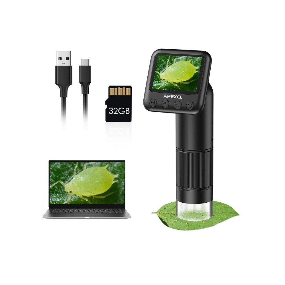 APEXEL Handheld Digital Microscope with 2” LCD Screen, 800X Pocket Portabl