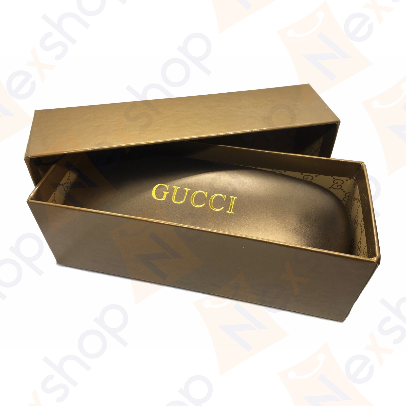 Gucci Bronze Hard Clam Shell Eyeglasses Sunglasses Small Case w/ Cloth & GiftBOX