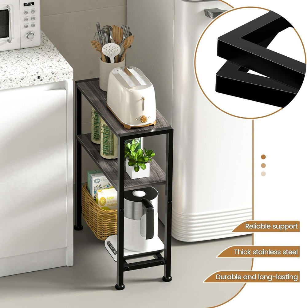 Narrow Side Table Small Space 2-Tier Small End Table W/ Shelf Holder Durable New