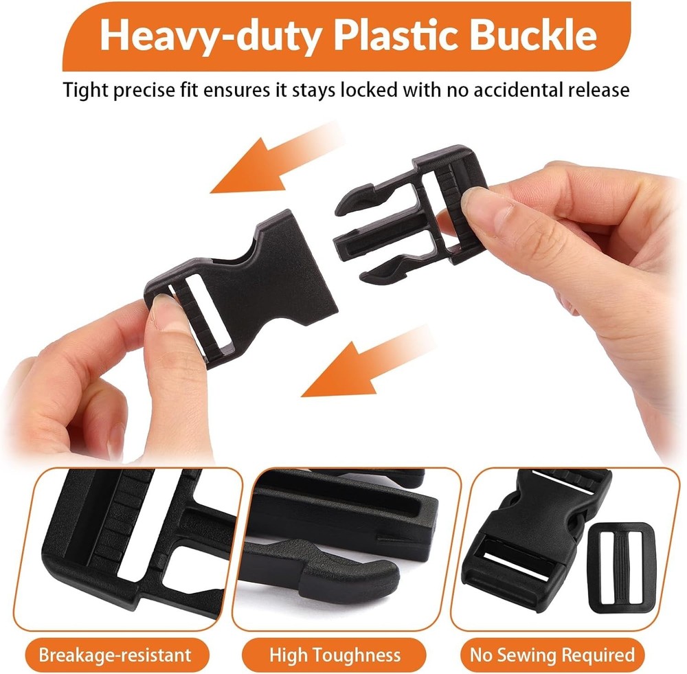 Anti-Slip 1-Inch Quick Release Buckles & Strap Clips - 6 Count for Versatile Use