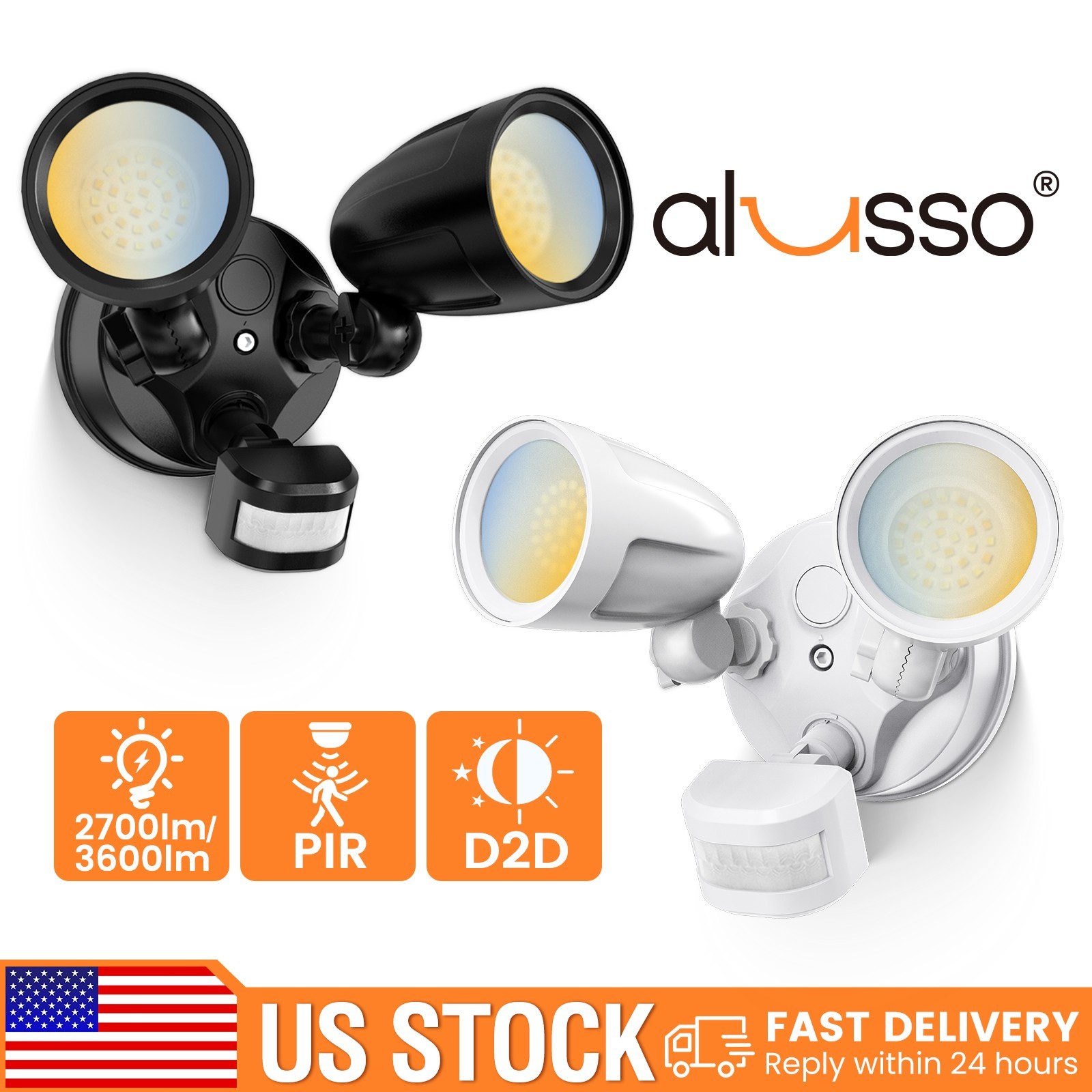 2700/3600LM LED Flood Light D2D&PIR&On Time Outdoor 30W Aluminum Security Lamp