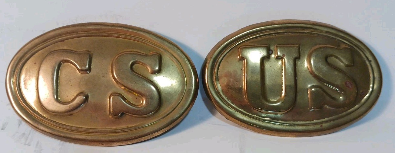 Civil War US & Confederate State Belt Buckles Lead Filled Vintage Reproduction??