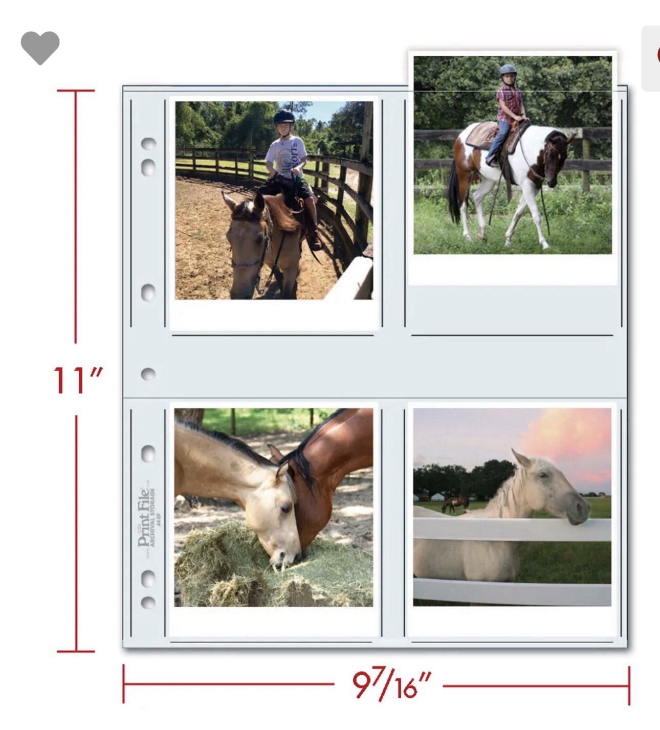 Print File 44-8P Archival Print Preservers 4x4.5 4 3hole 25 Sheets New 500 Pages