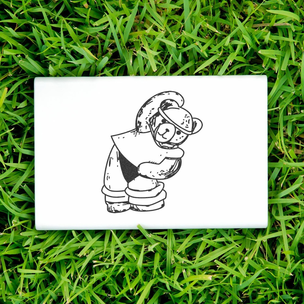 Exercise Bear Art Rubber Stamp