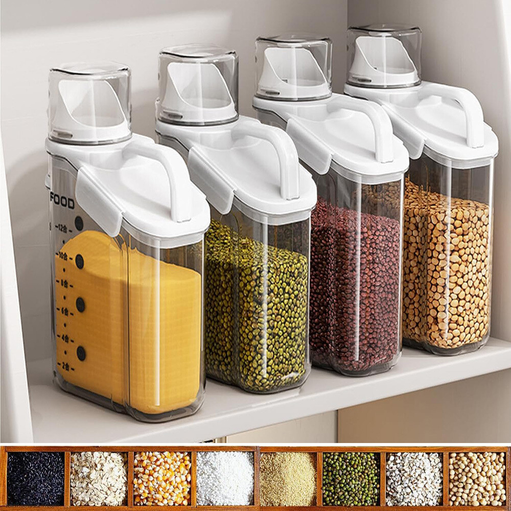 Cereal Containers Storage Set - 1/2Piece Airtight Large Dry Food Storage Contain