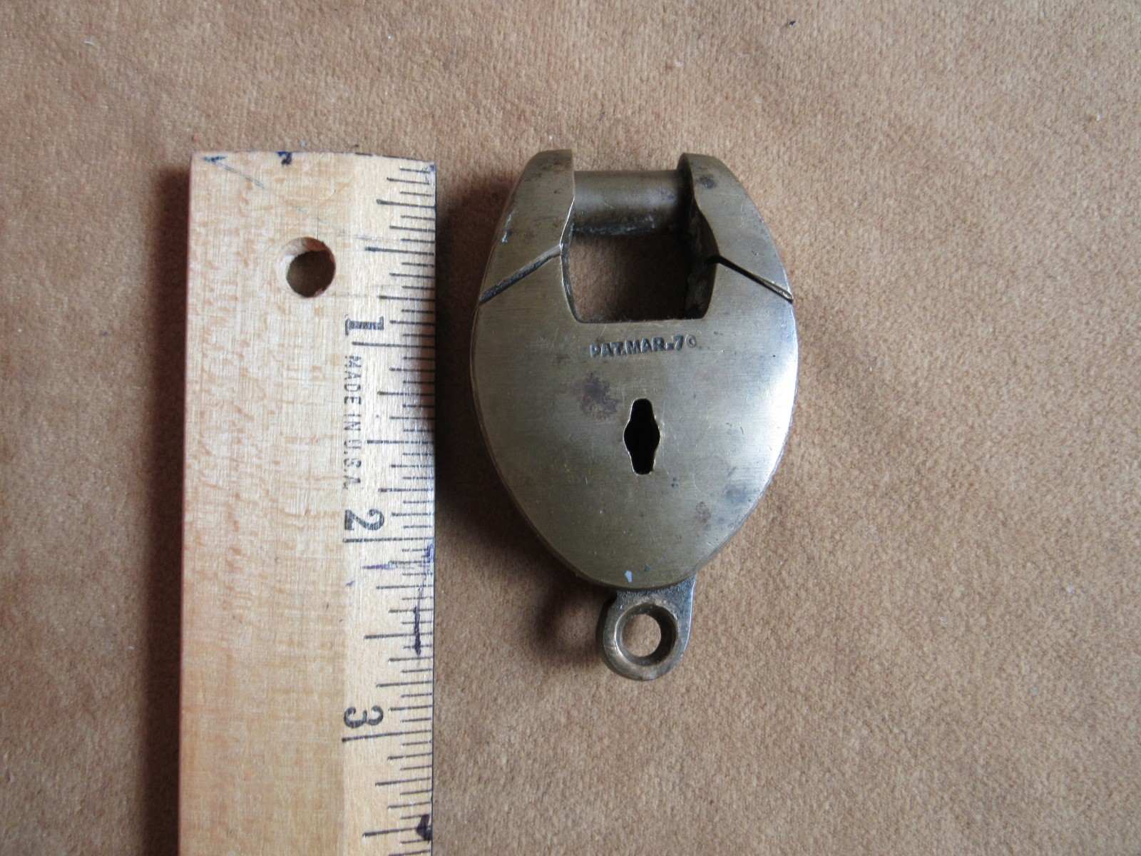 Rare Antique Brass Crab padlock Star Works 1870 with Key Custer Period 1870s