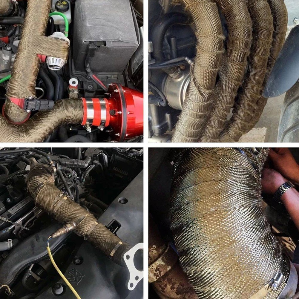 2" x 50' Titanium Exhaust Wrap for Car Headers with Stainless Steel Zip Ties
