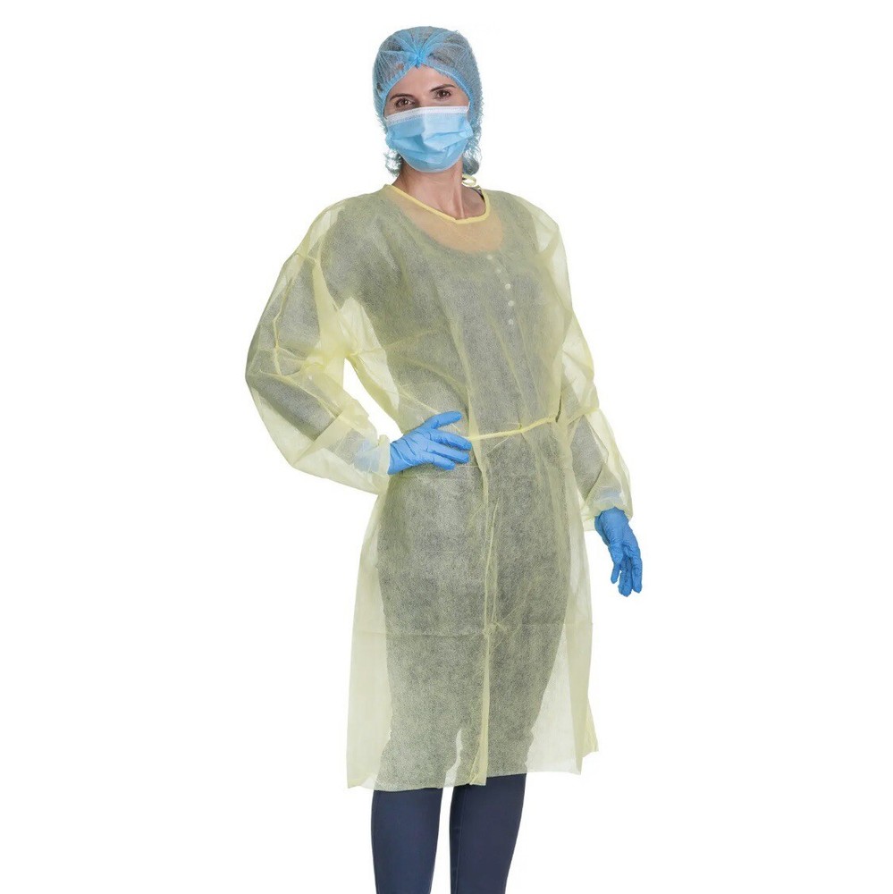10 Pack - PPE Disposable Protective Isolation Gown Suit, Yellow