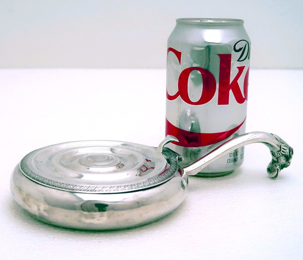 Spain Solid Silver Serving Lidded Bowl & Serpent Dragon Handle Barcelona c 1850