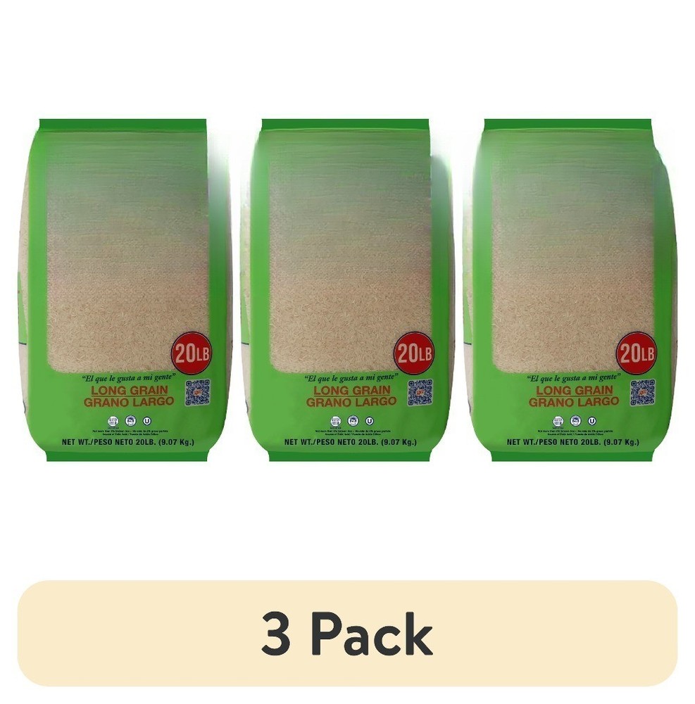 (3 pack)  Grain Rice, 20 lbs, No Allergens Contained