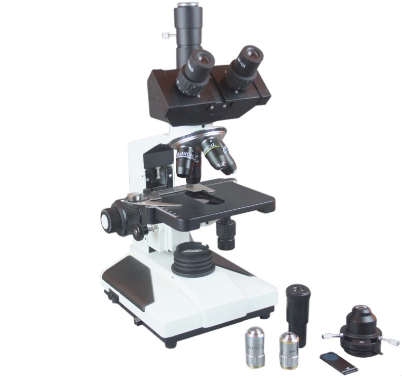 Professional Trinocular Phase Contrast Microscope w Geological Polarizing Kit