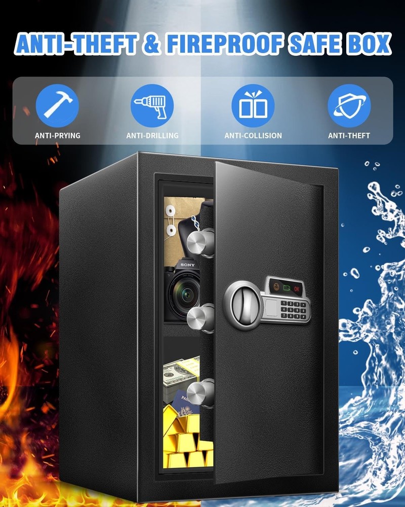 Fdsutvit Fireproof Safe Box 2.2 Cu Ft, Steel Security with Digital Electronic