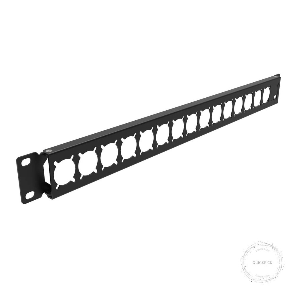1U Hinged Rack Panel XLR HDMI Audio Rack Mount Panel with 16 D-Series Punch-