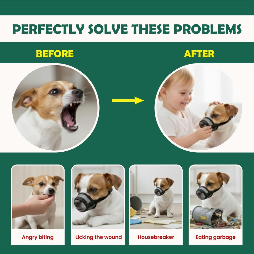 Soft Dog Muzzle for Medium Dogs | Prevent Biting, Barking, Chewing, Panting