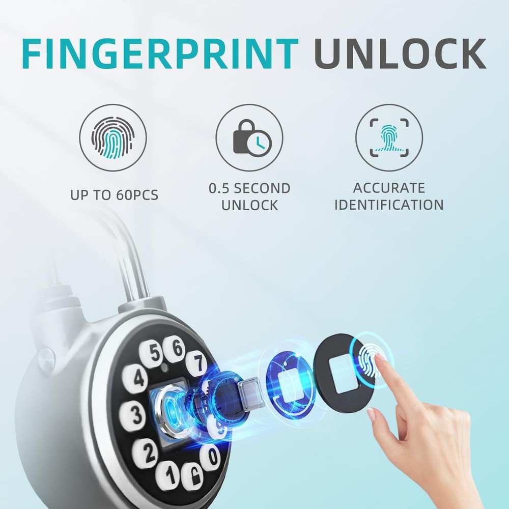 Fingerprint Padlock,Bluetooth Pad Locks with Code, Water Resistant Smart