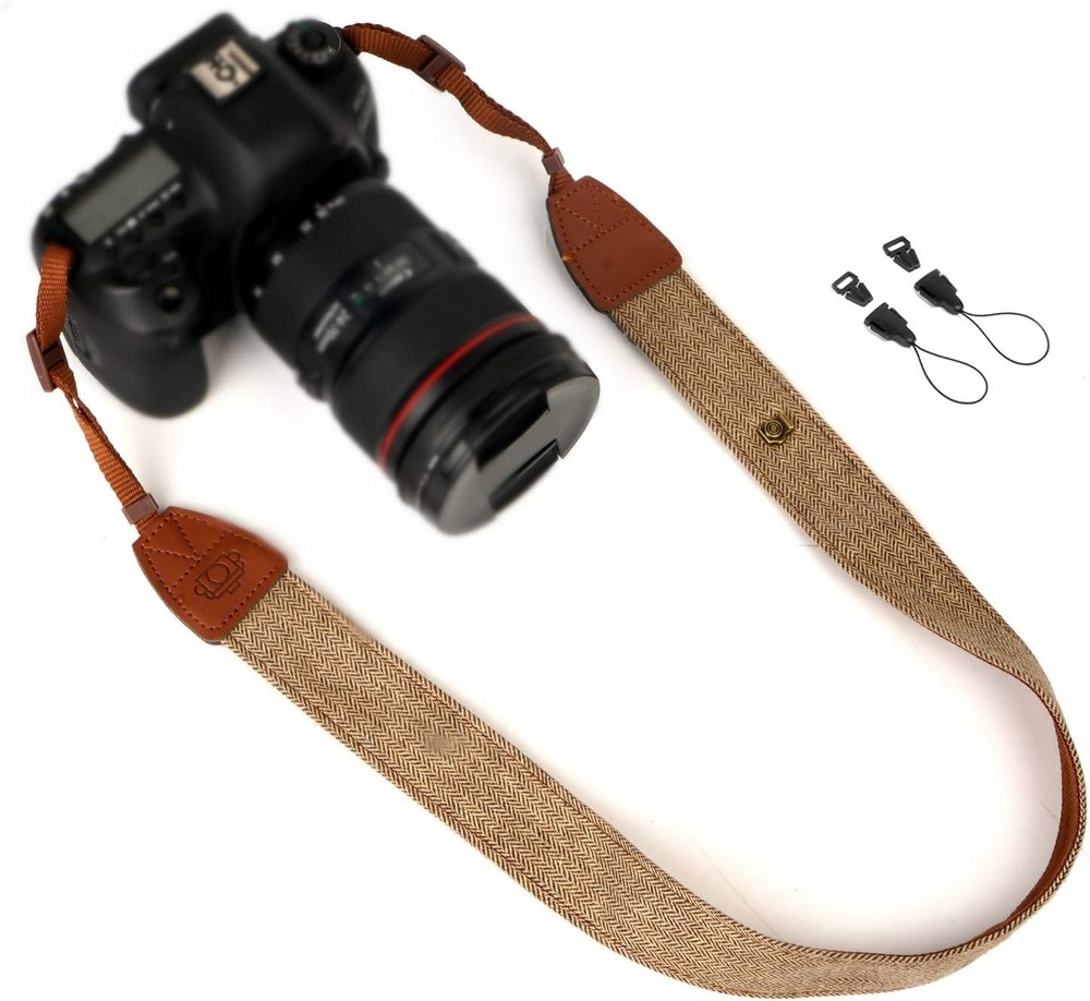 Camera Strap Brown Canvas Neck Shoulder Strap with Quick Release Buckles for ...